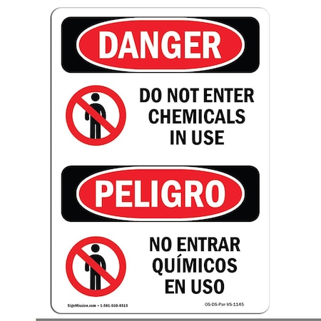 Signmission Safety Sign, OSHA Danger, 10" Height, Rigid Plastic, Do Not Enter Chemicals In Use Spanish OS-DS-P-710-VS-1145